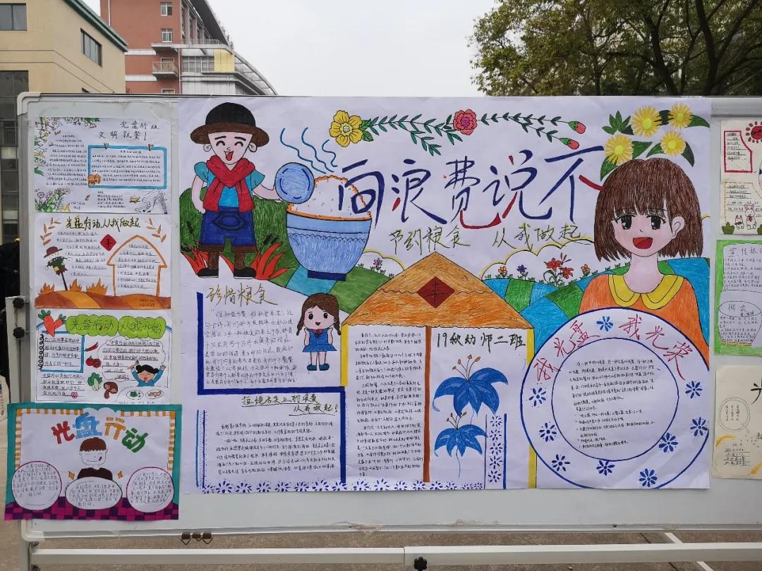 我院商贸旅游系举办主题为“光盘行动,从我做起”的班级画、手抄报作品展